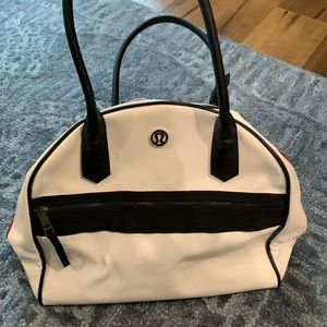 White/Black/Pink Lululemon Yoga and Gym Bag